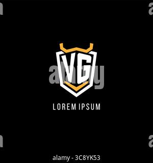 Initial VG geometric shield esport logo monogram design style vector graphic Stock Vector
