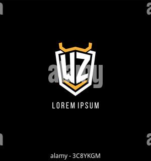 Initial WZ geometric shield esport logo monogram design style vector graphic Stock Vector