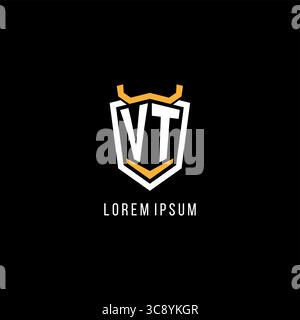 Initial VT geometric shield esport logo monogram design style vector graphic Stock Vector