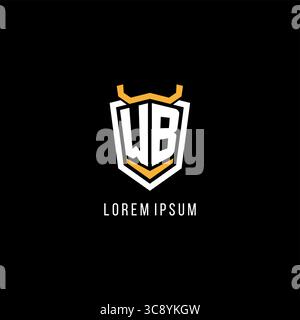 Initial WB geometric shield esport logo monogram design style vector graphic Stock Vector