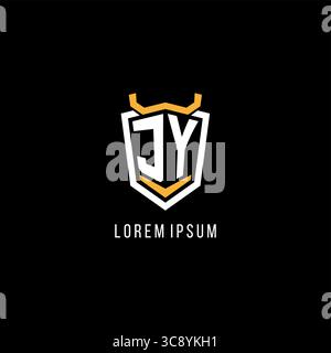 Initial JY geometric shield esport logo monogram design style vector graphic Stock Vector