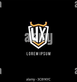 Initial WX geometric shield esport logo monogram design style vector graphic Stock Vector