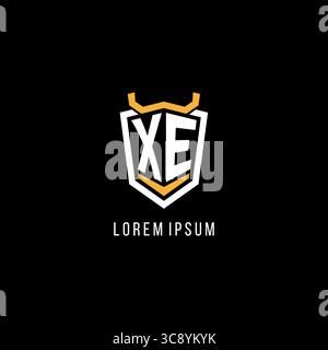 Initial XE geometric shield esport logo monogram design style vector graphic Stock Vector