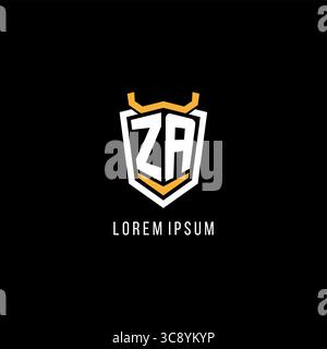 Initial ZA geometric shield esport logo monogram design style vector graphic Stock Vector