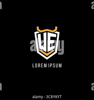 Initial WE geometric shield esport logo monogram design style vector graphic Stock Vector
