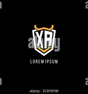 Initial XR geometric shield esport logo monogram design style vector graphic Stock Vector