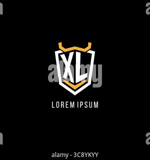 Initial XL geometric shield esport logo monogram design style vector graphic Stock Vector
