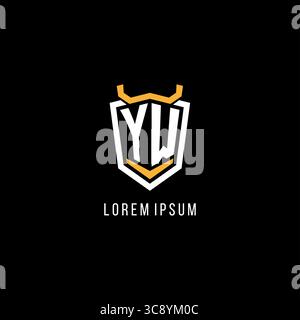 Initial YW geometric shield esport logo monogram design style vector graphic Stock Vector