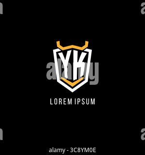 Initial YK geometric shield esport logo monogram design style vector graphic Stock Vector