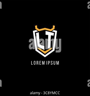 Initial LT geometric shield esport logo monogram design style vector graphic Stock Vector