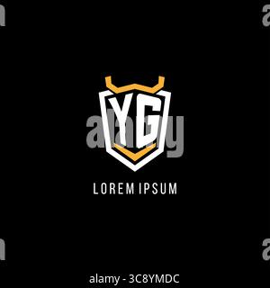 Initial YG geometric shield esport logo monogram design style vector graphic Stock Vector