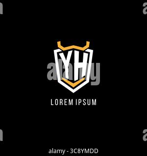 Initial YH geometric shield esport logo monogram design style vector graphic Stock Vector