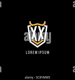 Initial XX geometric shield esport logo monogram design style vector graphic Stock Vector