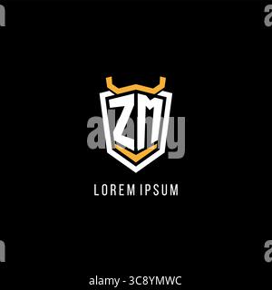 Initial ZM geometric shield esport logo monogram design style vector graphic Stock Vector