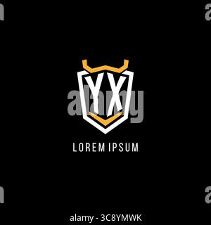 Initial YX geometric shield esport logo monogram design style vector graphic Stock Vector