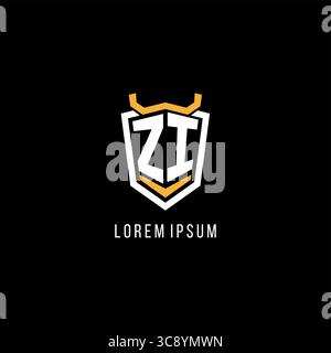 Initial ZI geometric shield esport logo monogram design style vector graphic Stock Vector