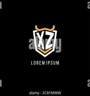 Initial XZ geometric shield esport logo monogram design style vector graphic Stock Vector