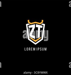 Initial ZT geometric shield esport logo monogram design style vector graphic Stock Vector