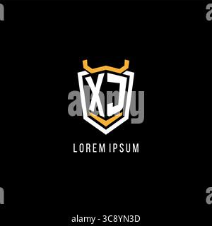 Initial XJ geometric shield esport logo monogram design style vector graphic Stock Vector