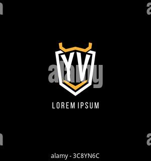 Initial YV geometric shield esport logo monogram design style vector graphic Stock Vector