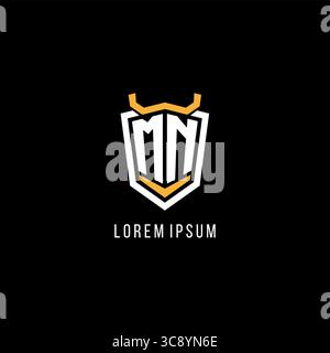 Initial MN geometric shield esport logo monogram design style vector graphic Stock Vector
