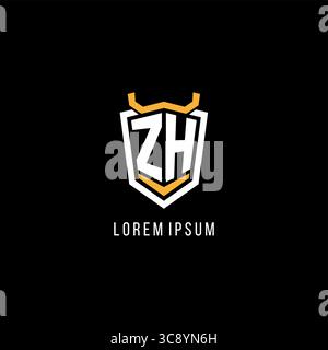 Initial ZH geometric shield esport logo monogram design style vector graphic Stock Vector