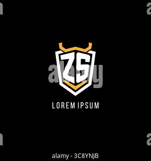 Initial ZS geometric shield esport logo monogram design style vector graphic Stock Vector
