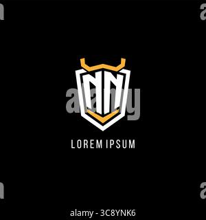 Initial NN geometric shield esport logo monogram design style vector graphic Stock Vector