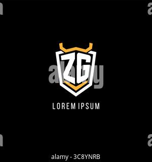 Initial ZG geometric shield esport logo monogram design style vector graphic Stock Vector