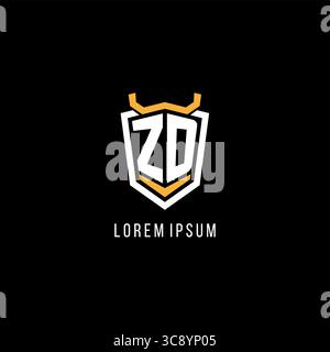 Initial ZD geometric shield esport logo monogram design style vector graphic Stock Vector