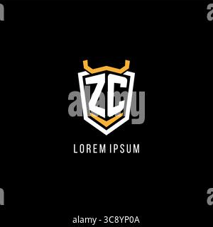 Initial ZC geometric shield esport logo monogram design style vector graphic Stock Vector
