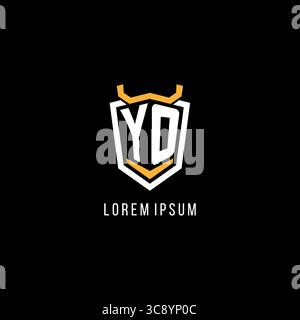 Initial YO geometric shield esport logo monogram design style vector graphic Stock Vector