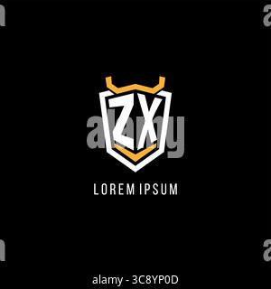 Initial ZX geometric shield esport logo monogram design style vector graphic Stock Vector