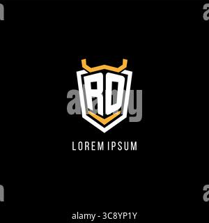 Initial RO geometric shield esport logo monogram design style vector graphic Stock Vector