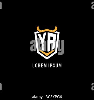 Initial YR geometric shield esport logo monogram design style vector graphic Stock Vector