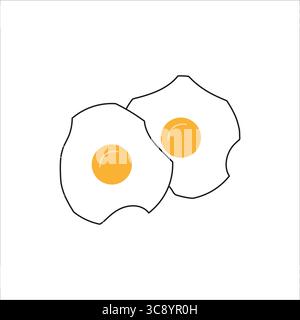 Fried eggs icon. Breakfast food symbol. Two yolks illustration. Morning Vector meal. Stock Vector