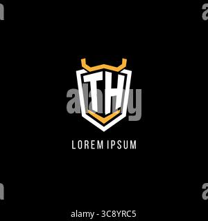 Initial TH geometric shield esport logo monogram design style vector graphic Stock Vector