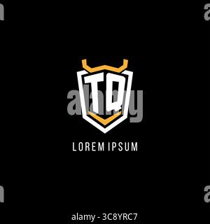 Initial TQ geometric shield esport logo monogram design style vector graphic Stock Vector