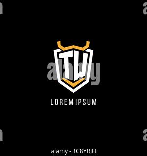 Initial TW geometric shield esport logo monogram design style vector graphic Stock Vector