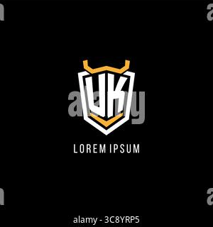 Initial UK geometric shield esport logo monogram design style vector graphic Stock Vector