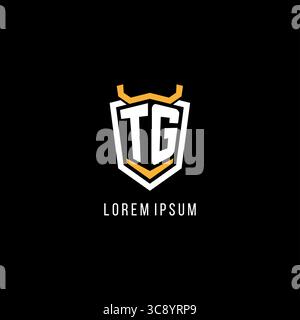 Initial TG geometric shield esport logo monogram design style vector graphic Stock Vector