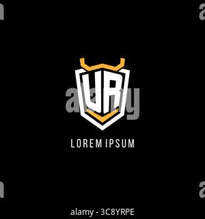 Initial UR geometric shield esport logo monogram design style vector graphic Stock Vector