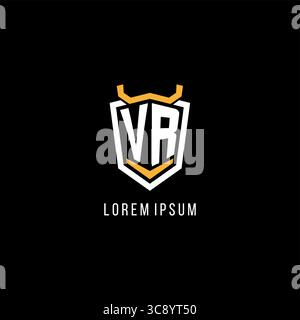 Initial VR geometric shield esport logo monogram design style vector graphic Stock Vector