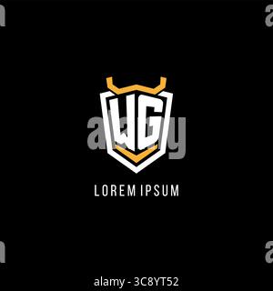 Initial WG geometric shield esport logo monogram design style vector graphic Stock Vector