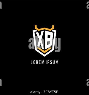 Initial XB geometric shield esport logo monogram design style vector graphic Stock Vector