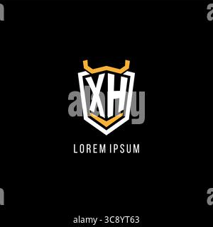 Initial XH geometric shield esport logo monogram design style vector graphic Stock Vector