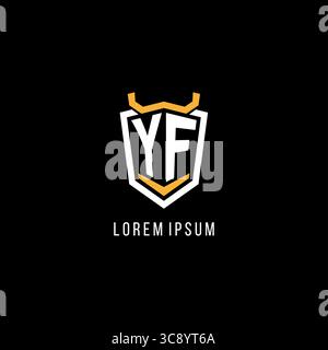Initial YF geometric shield esport logo monogram design style vector graphic Stock Vector