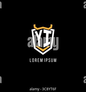 Initial YI geometric shield esport logo monogram design style vector graphic Stock Vector