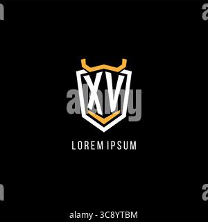 Initial XV geometric shield esport logo monogram design style vector graphic Stock Vector