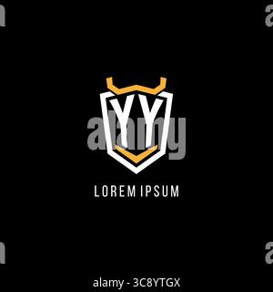 Initial YY geometric shield esport logo monogram design style vector graphic Stock Vector